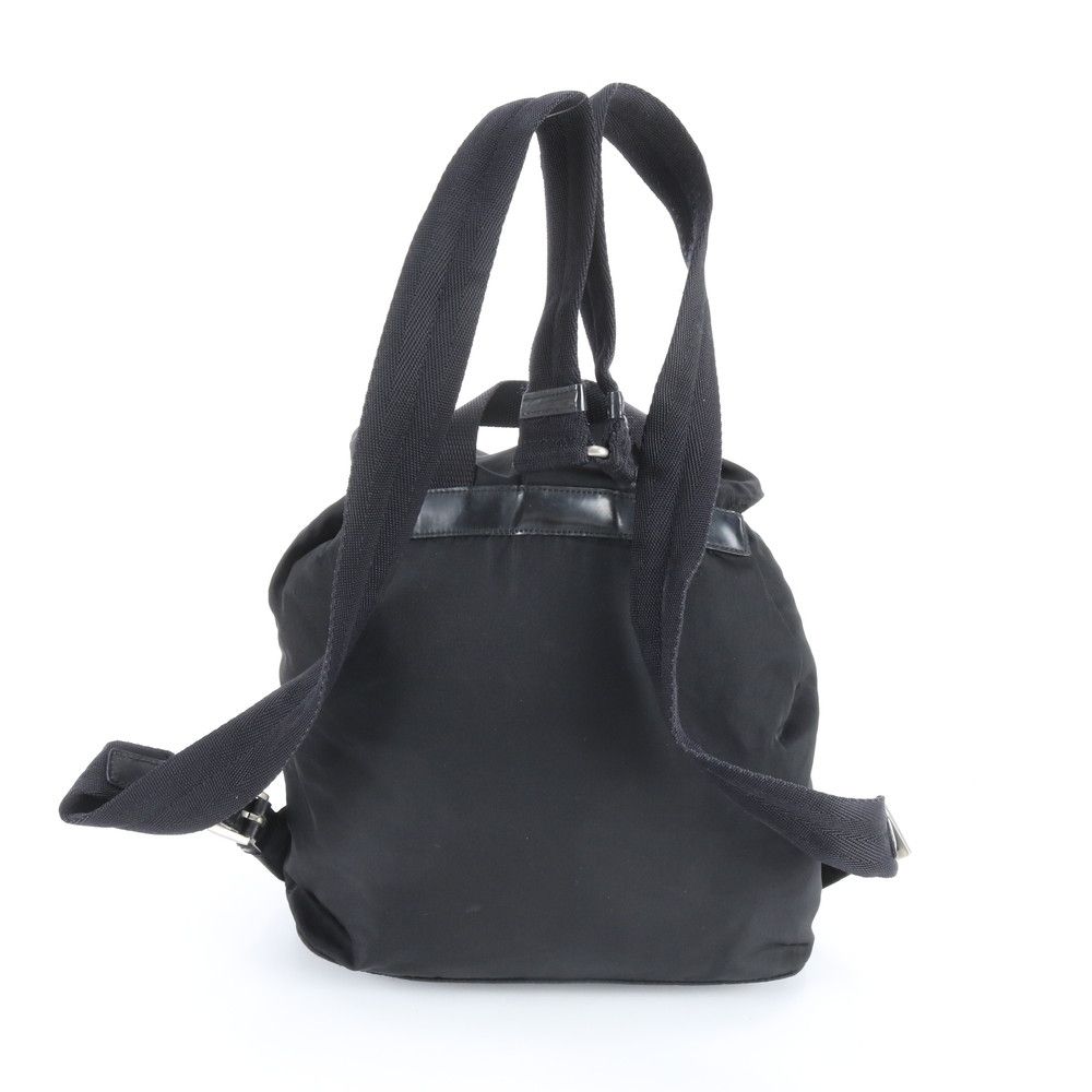 Prada Tessuto Nylon Triangle Logo Leather Backpack