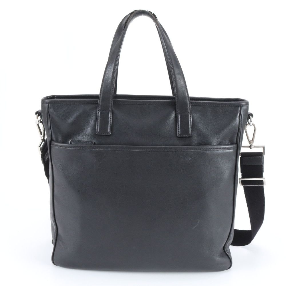 Prada Triangle Logo Leather 2-Way Business Bag Crossbody Shoulder Ree