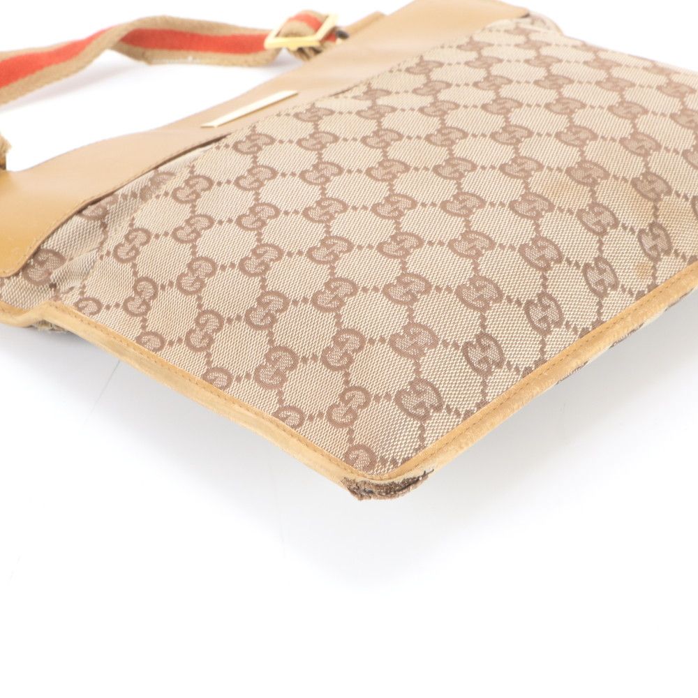 Gucci GG Canvas 019 Leather Shoulder Bag Crossbody Messenger Business Brown Mwe