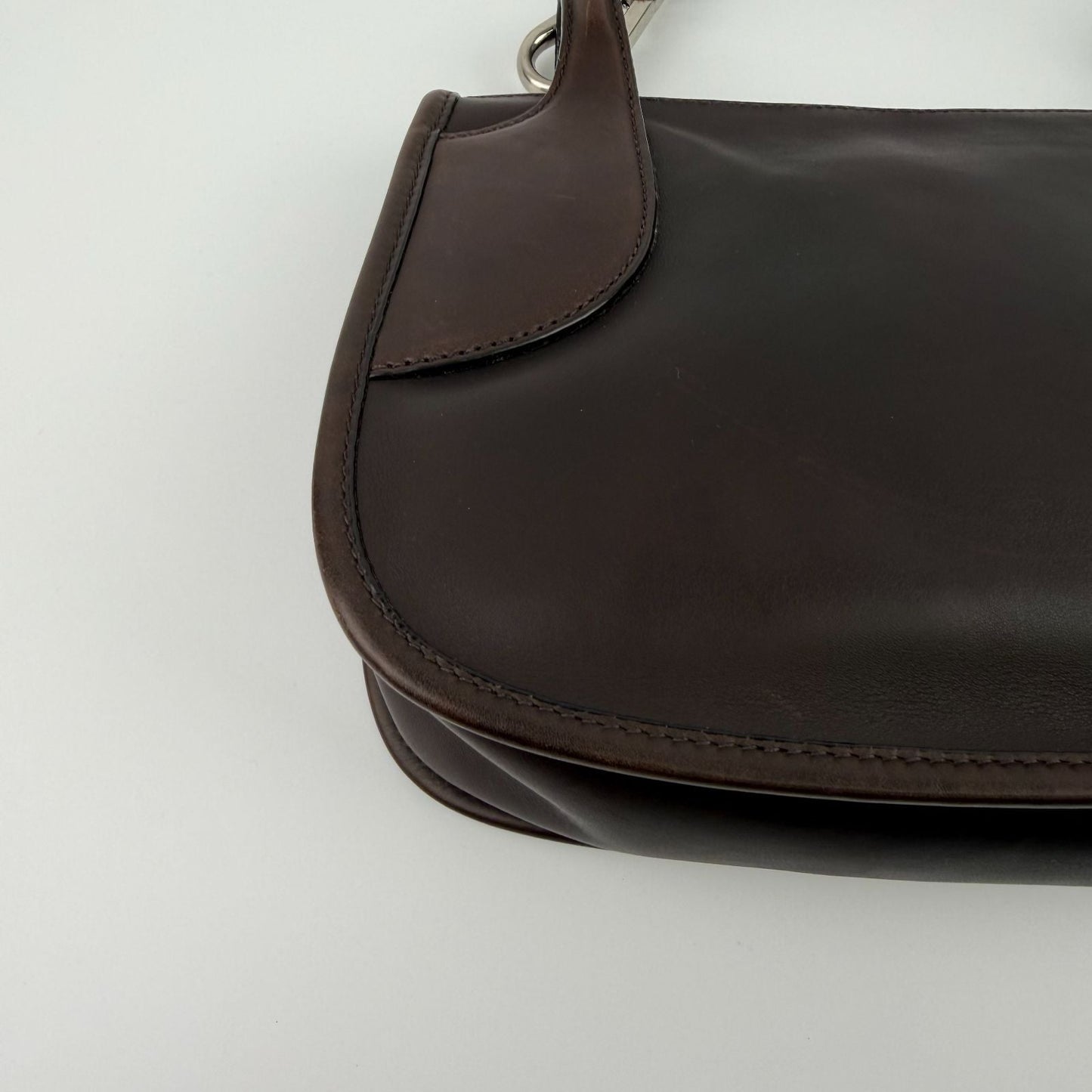 Prada Shoulder Bag Brown Leather Vintage