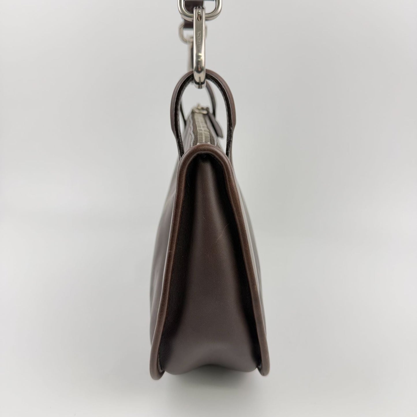 Prada Shoulder Bag Brown Leather Vintage