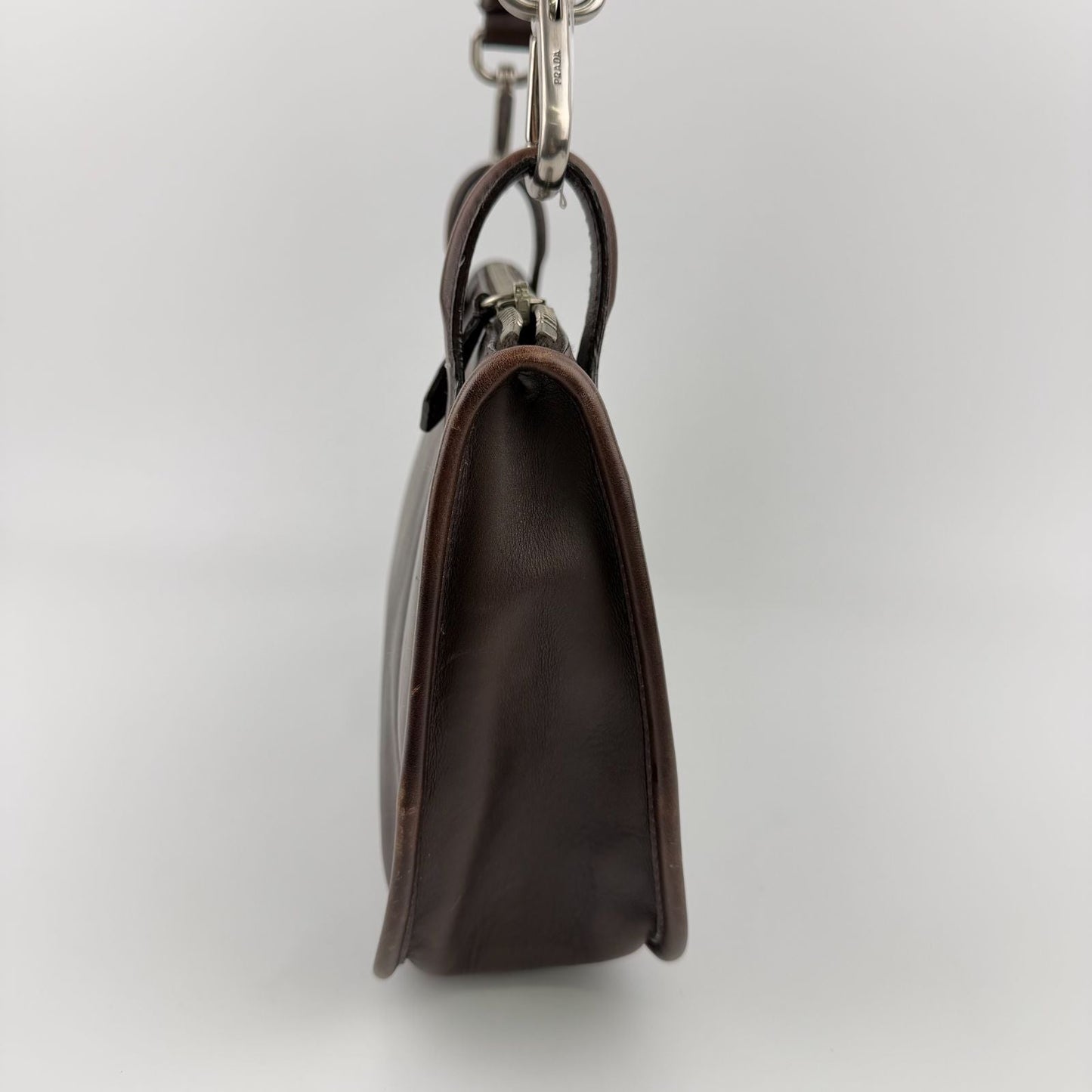 Prada Shoulder Bag Brown Leather Vintage