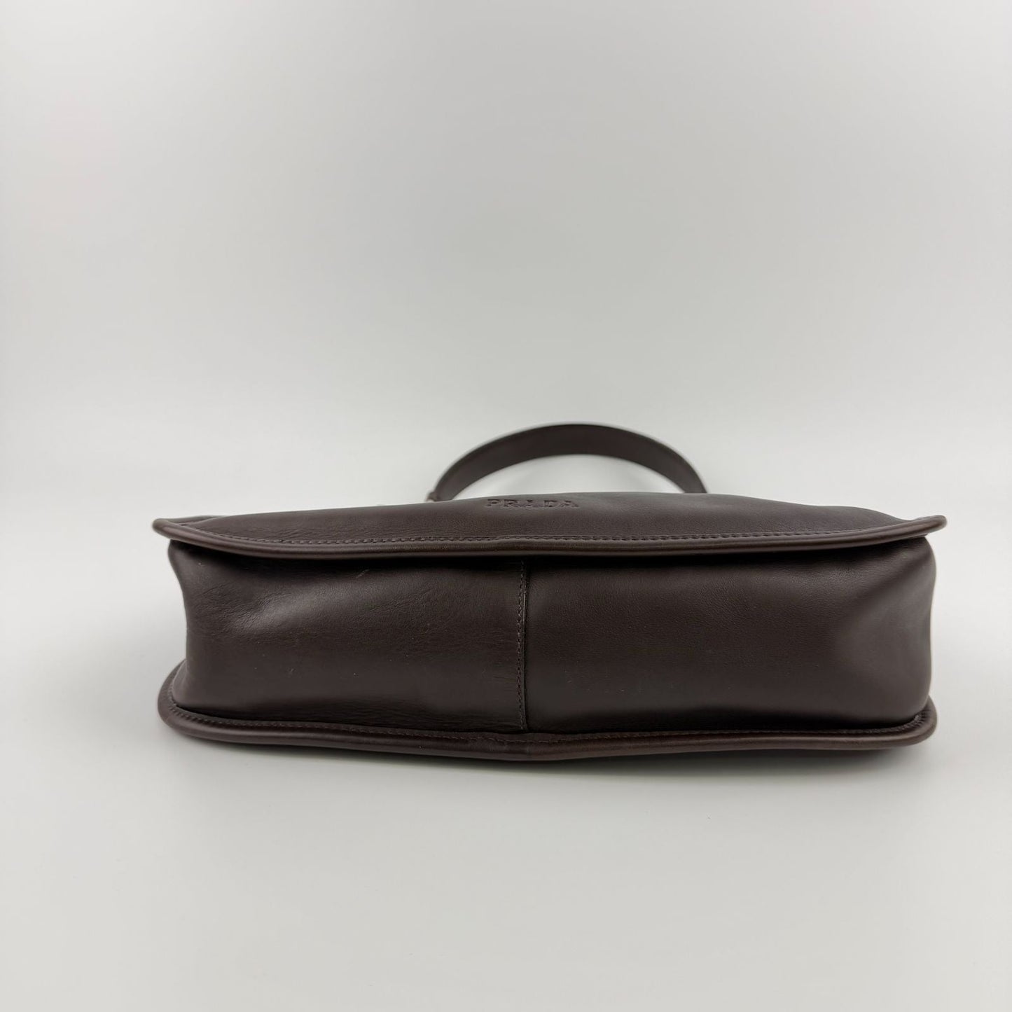 Prada Shoulder Bag Brown Leather Vintage