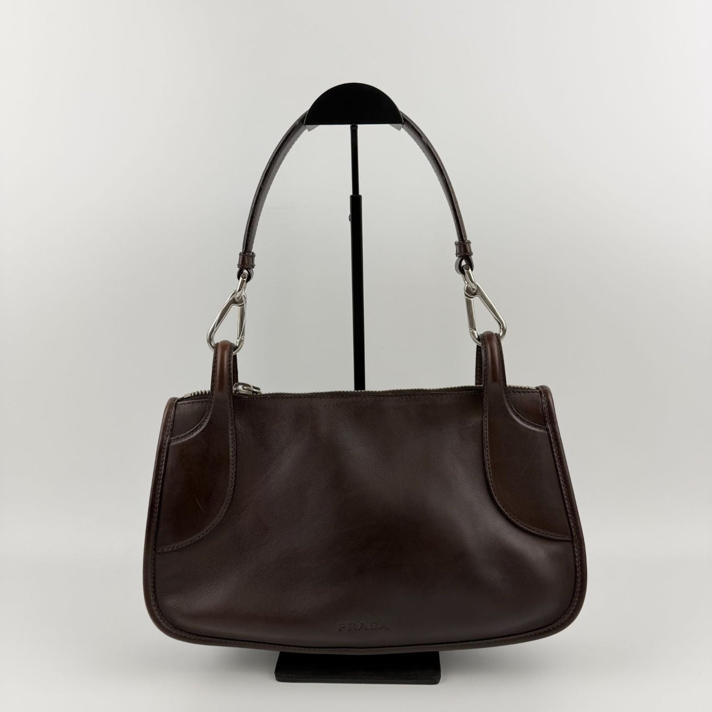 Prada Shoulder Bag Brown Leather Vintage