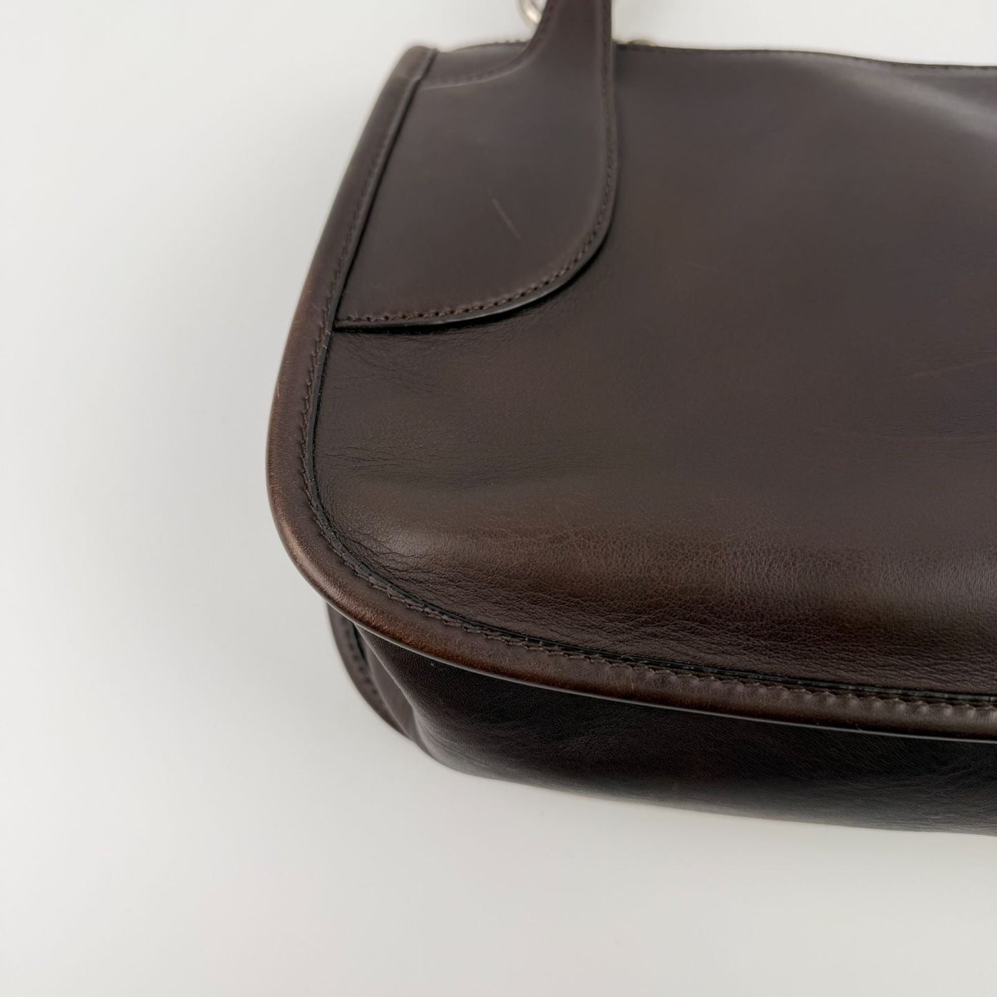 Prada Shoulder Bag Brown Leather Vintage