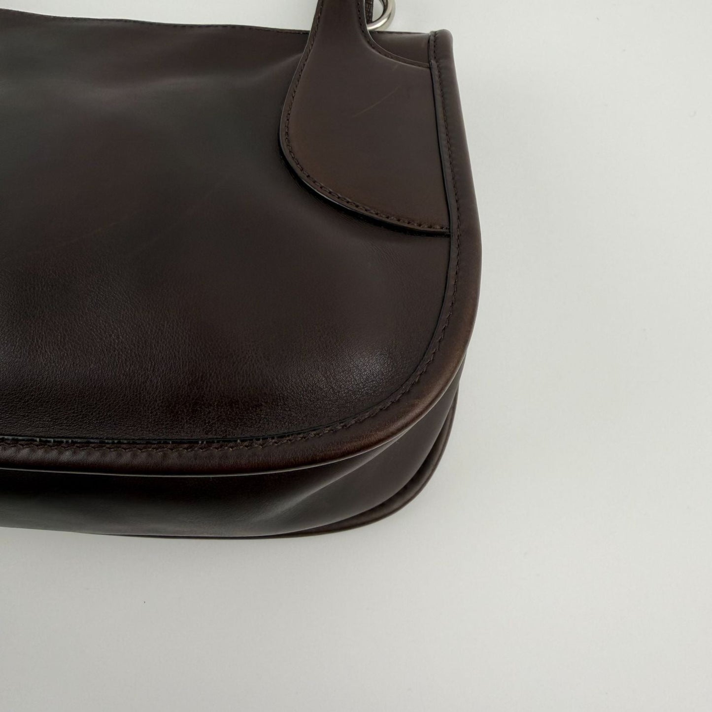 Prada Shoulder Bag Brown Leather Vintage