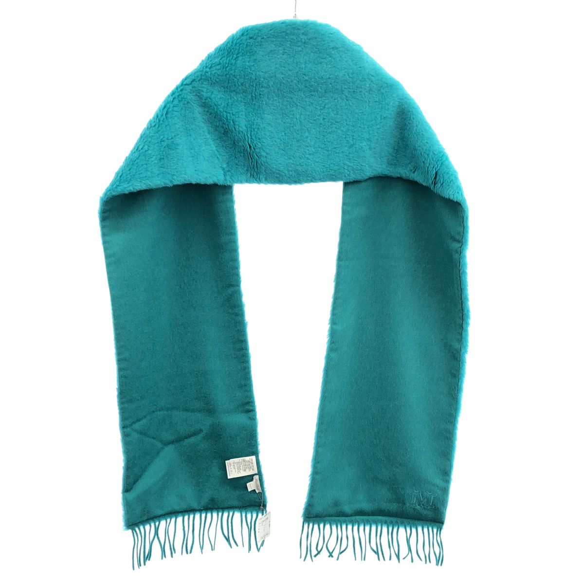 Max Mara Maxmara Teddy Bear Fringe Shawl Turquoise Blue