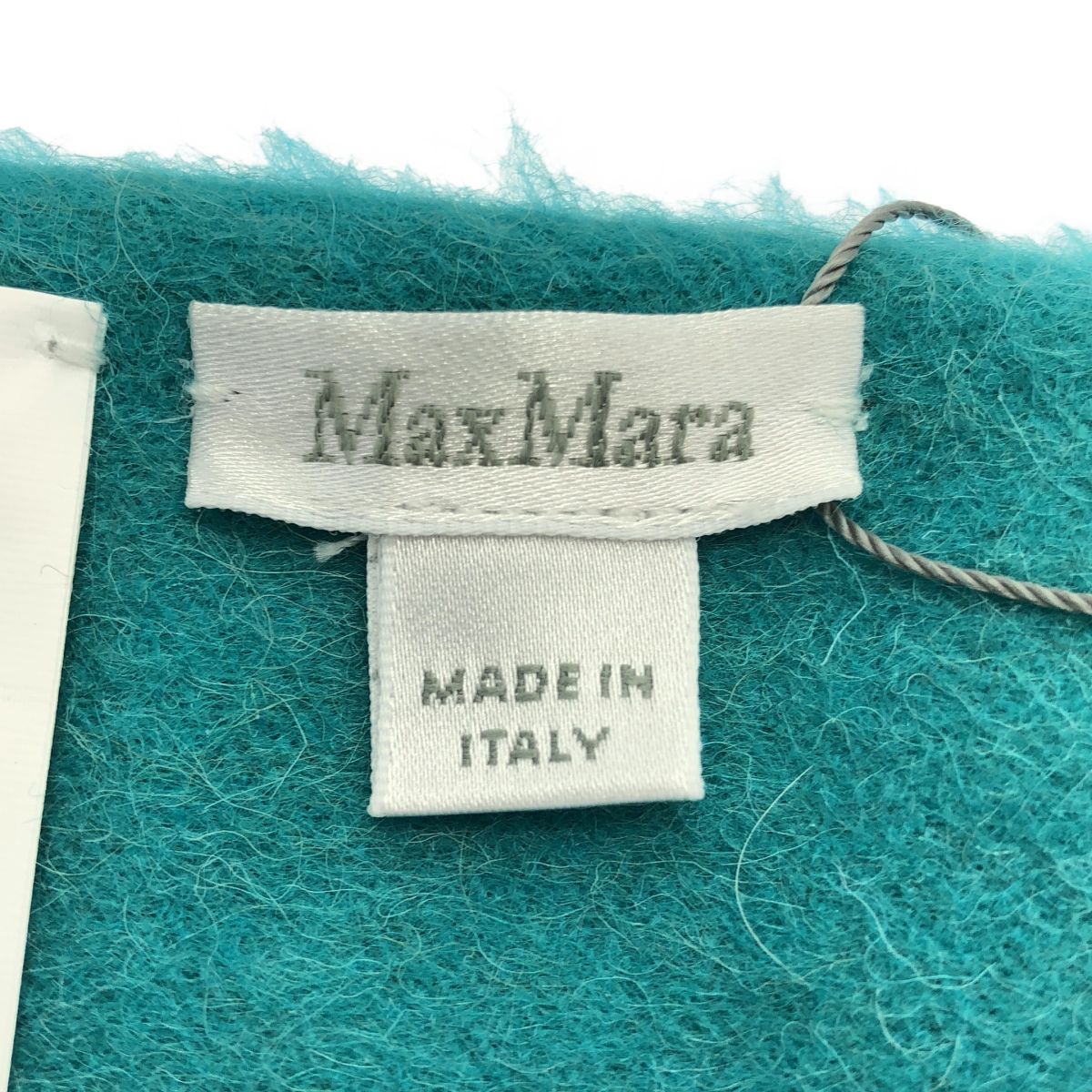 Max Mara Maxmara Teddy Bear Fringe Shawl Turquoise Blue
