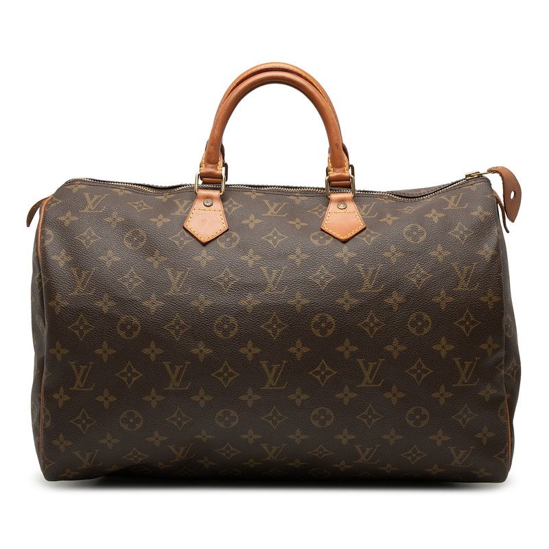 Louis Vuitton Monogram Speedy 40 Boston Bag Brown Leather