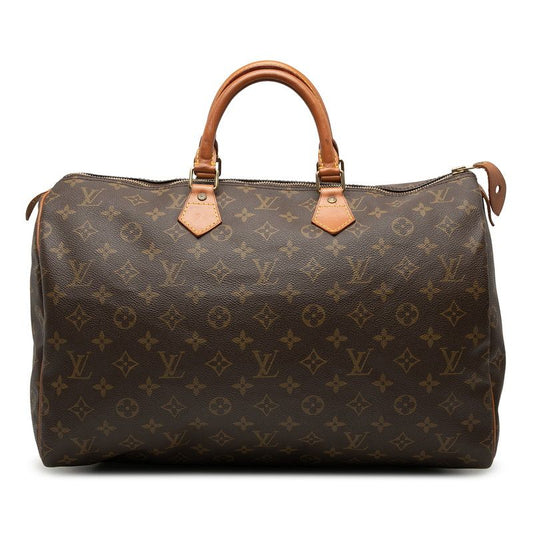 Louis Vuitton Monogram Speedy 40 Boston Bag Brown Leather