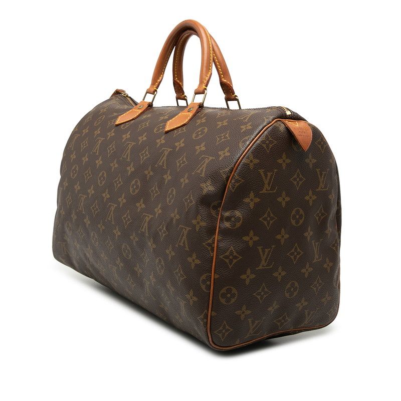 Louis Vuitton Monogram Speedy 40 Boston Bag Brown Leather