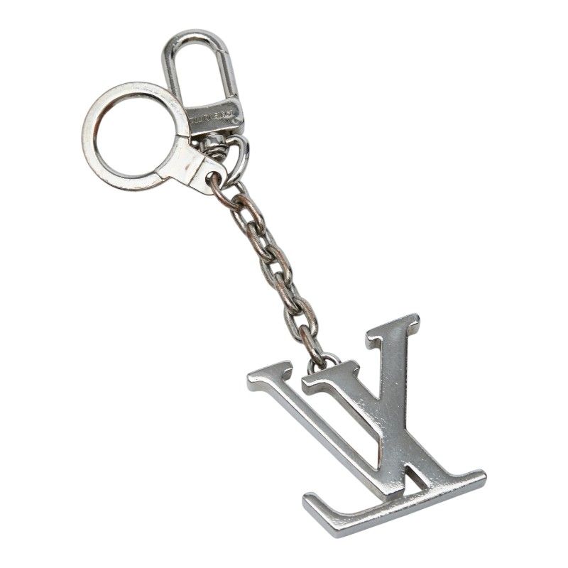 Louis Vuitton Porte Cles Initial LV Logo Key Ring Key Holder Bag Charm Silver