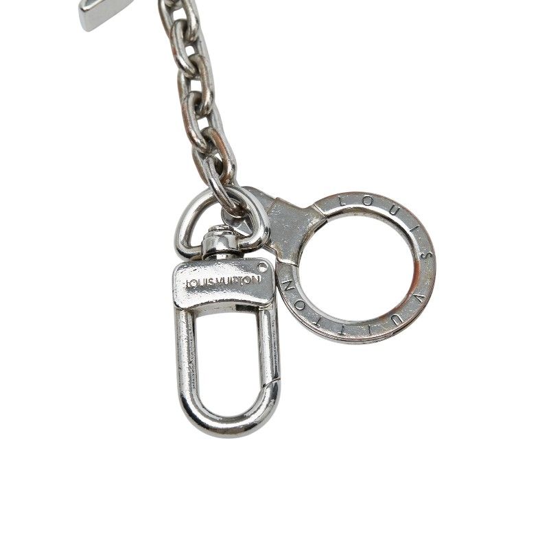Louis Vuitton Porte Cles Initial LV Logo Key Ring Key Holder Bag Charm Silver