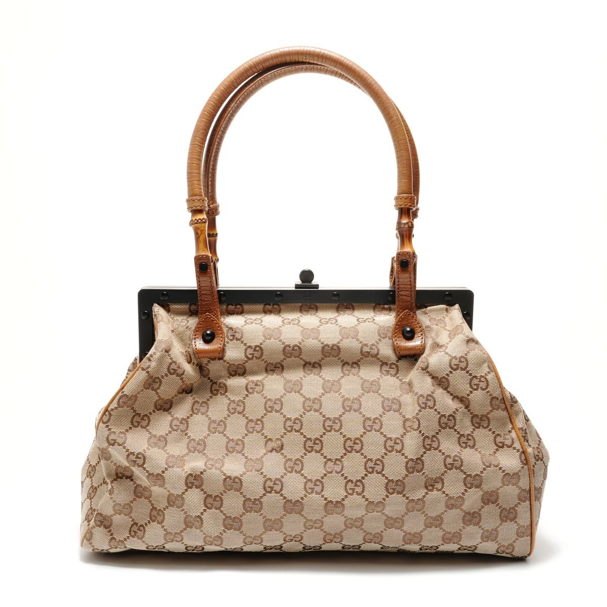 Gucci Handbag GG Canvas Bamboo Handle Pouch