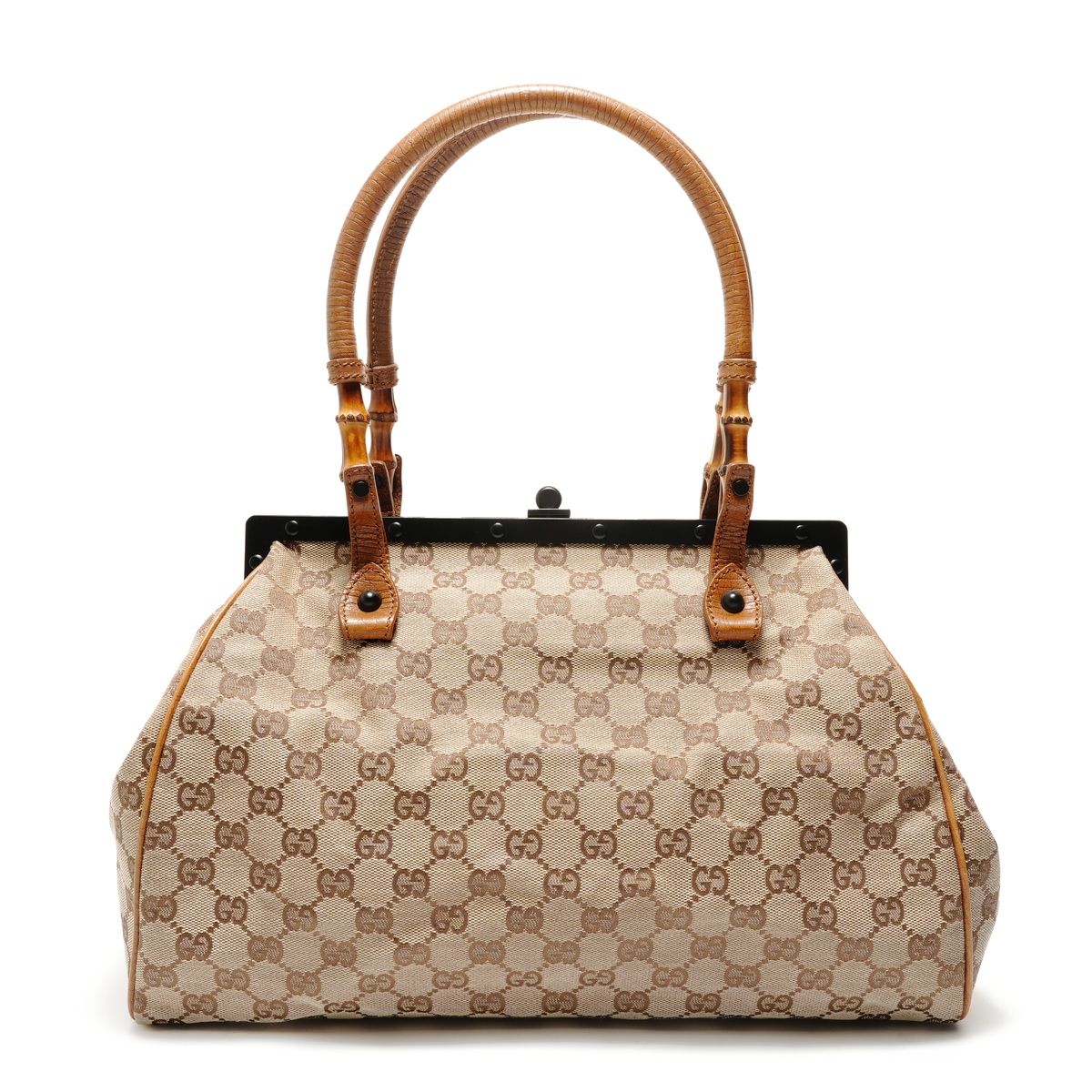Gucci Handbag GG Canvas Bamboo Handle Pouch
