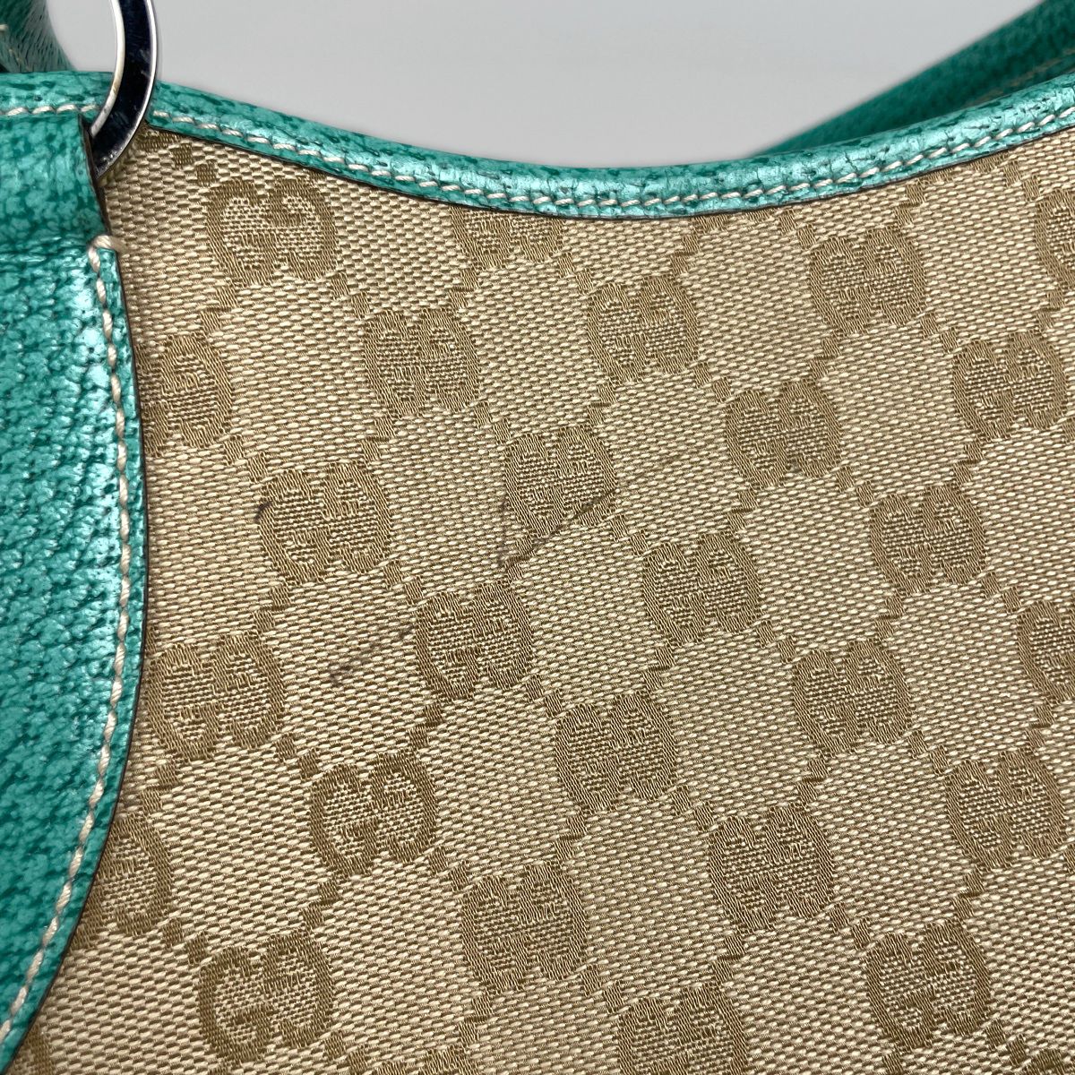Gucci GG Pattern Tote Canvas Beige Green