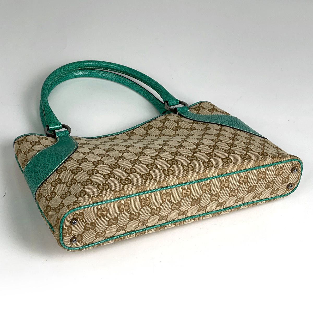 Gucci GG Pattern Tote Canvas Beige Green