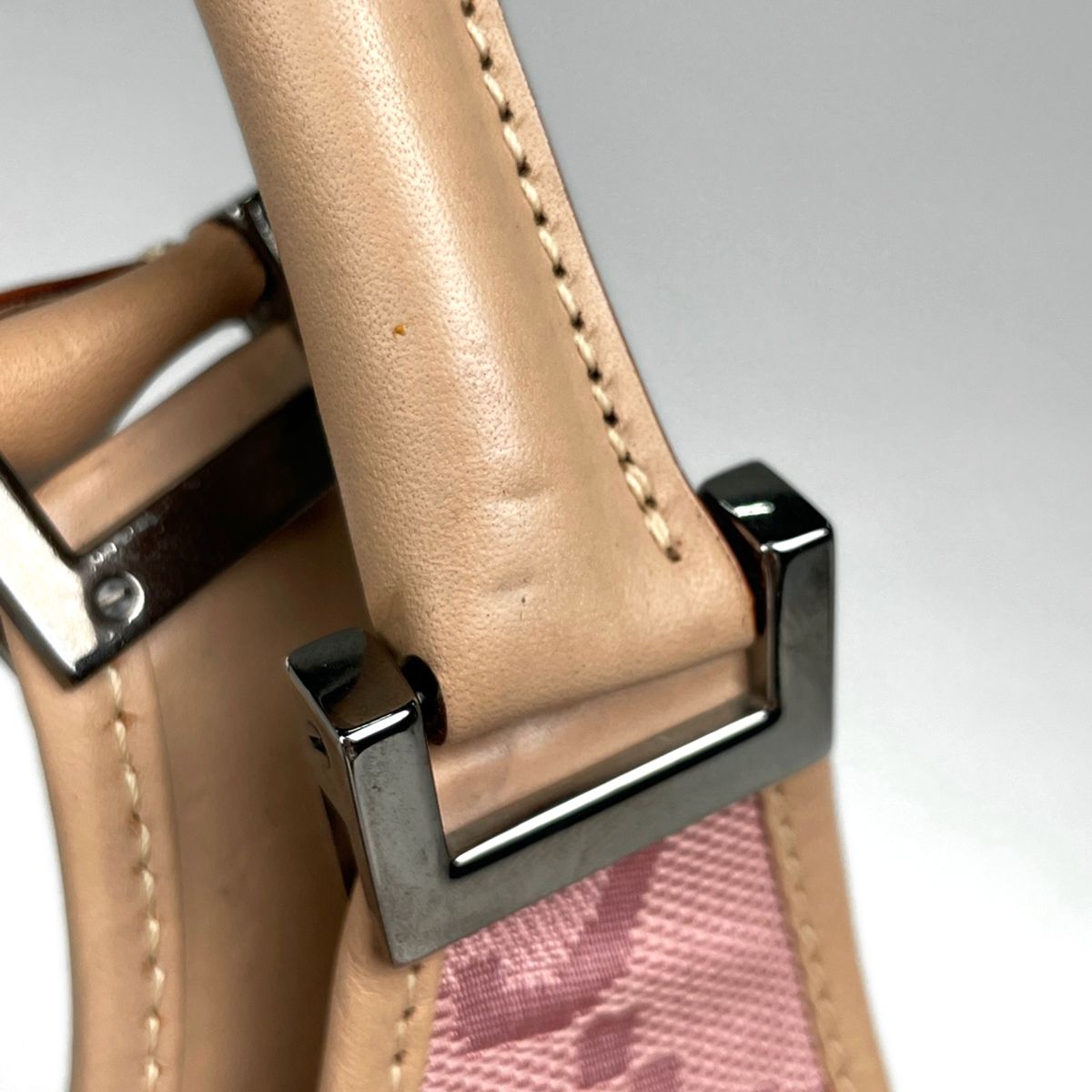 Gucci Jackie Line Handbag GG Pattern Canvas Pink Beige