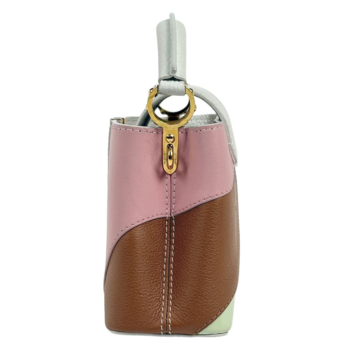 Louis Vuitton Capucines Mini 2-Way Handbag Taurillon White Pink Green