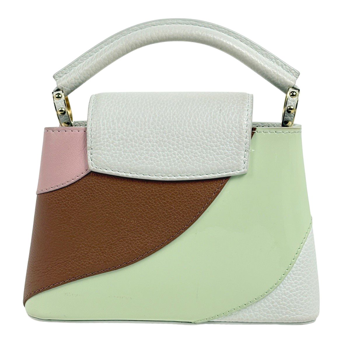Louis Vuitton Capucines Mini 2-Way Handbag Taurillon White Pink Green