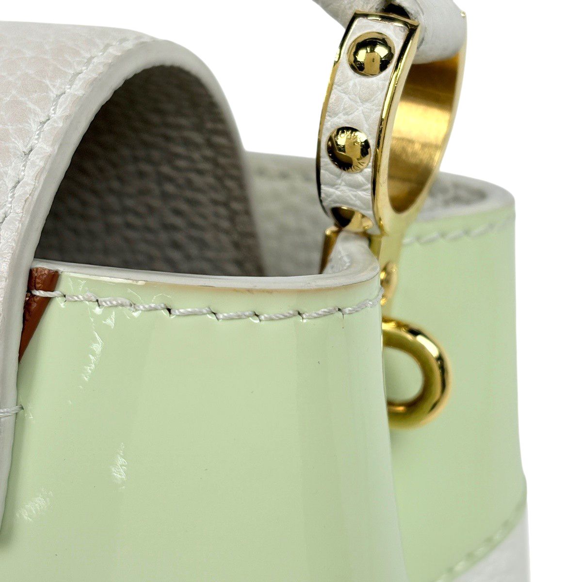 Louis Vuitton Capucines Mini 2-Way Handbag Taurillon White Pink Green