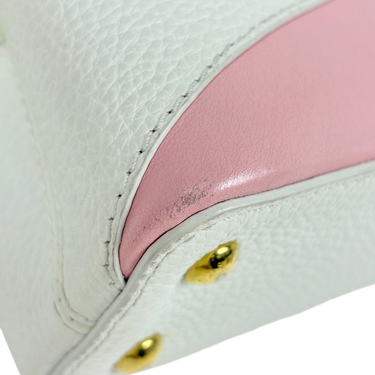 Louis Vuitton Capucines Mini 2-Way Handbag Taurillon White Pink Green