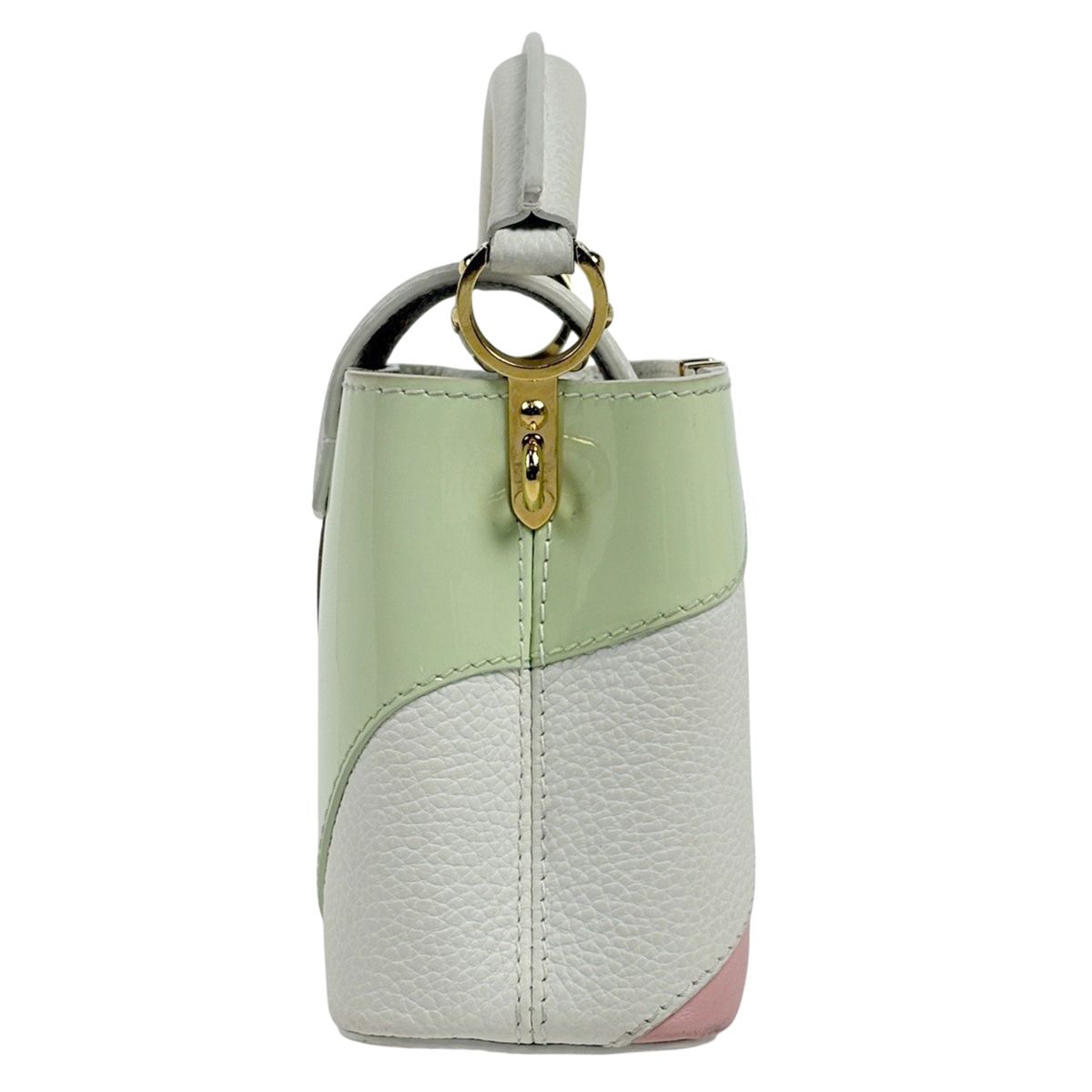 Louis Vuitton Capucines Mini 2-Way Handbag Taurillon White Pink Green