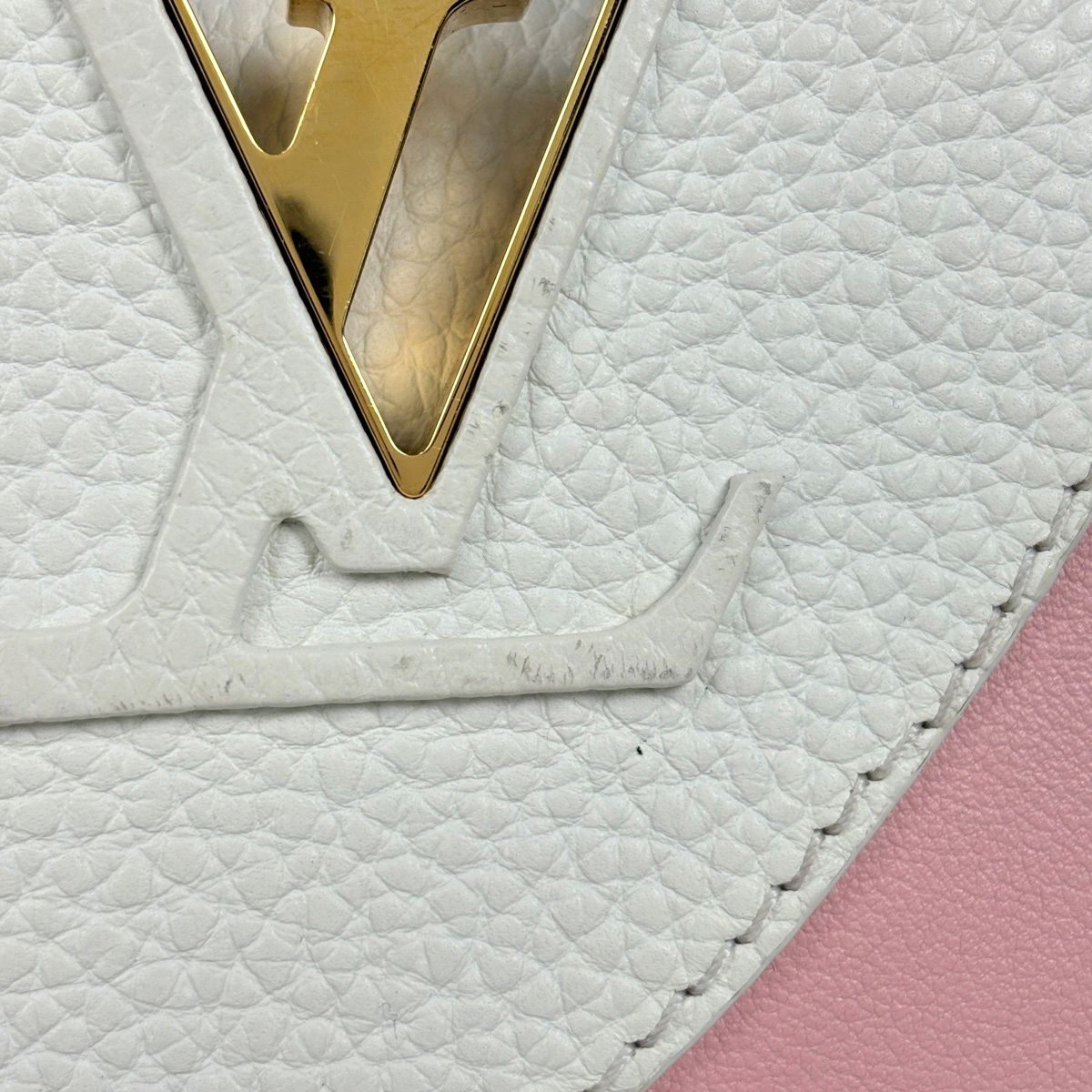 Louis Vuitton Capucines Mini 2-Way Handbag Taurillon White Pink Green