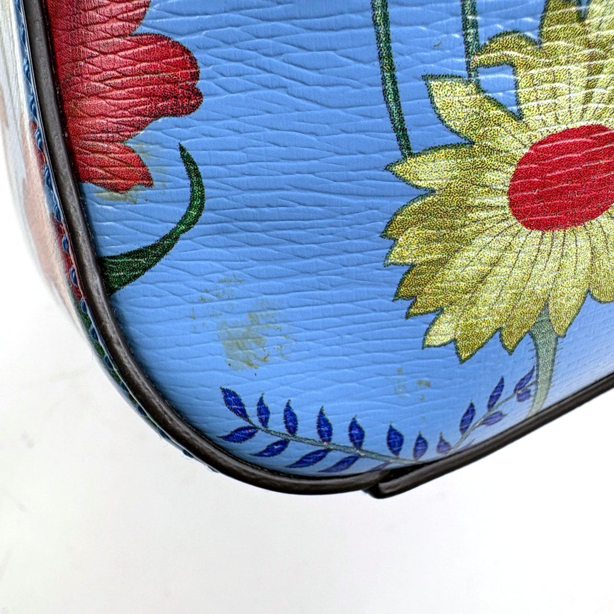 Gucci Nymfair Small New Flora Handbag 2-Way Bamboo Leather Blue