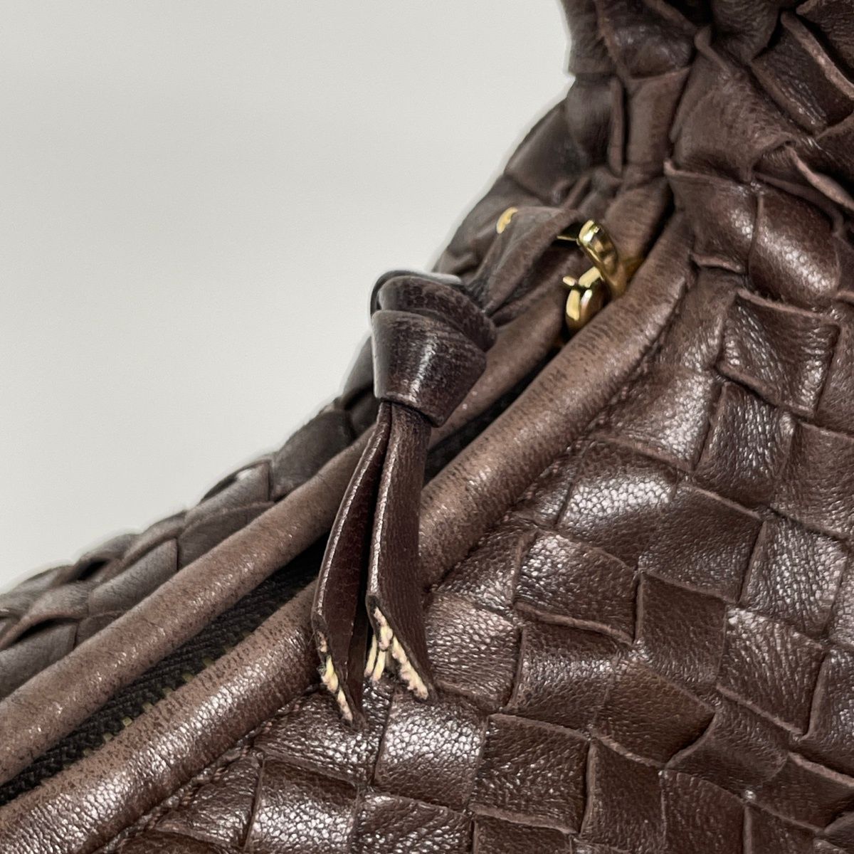 Bottega Veneta Intrecciato Shoulder Bag Hobo Leather Brown