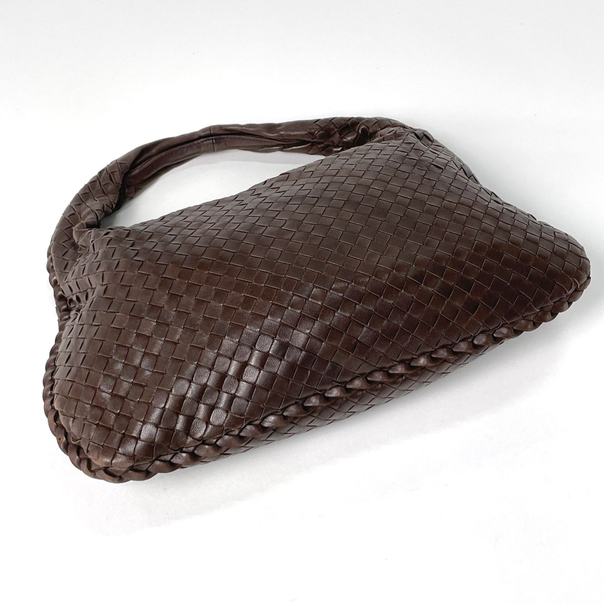 Bottega Veneta Intrecciato Shoulder Bag Hobo Leather Brown
