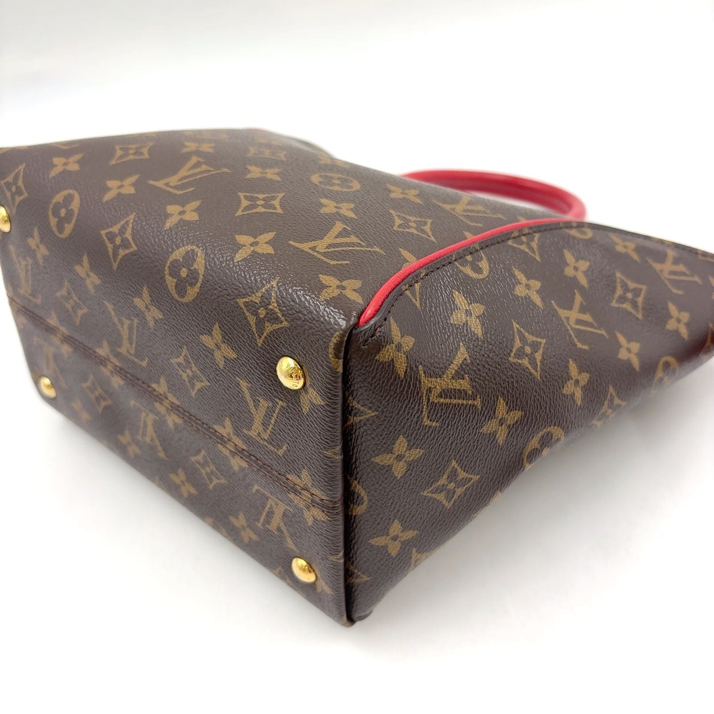 Louis Vuitton Tournelle PM Monogram Cerise Leather Brown Red Handbag Gold