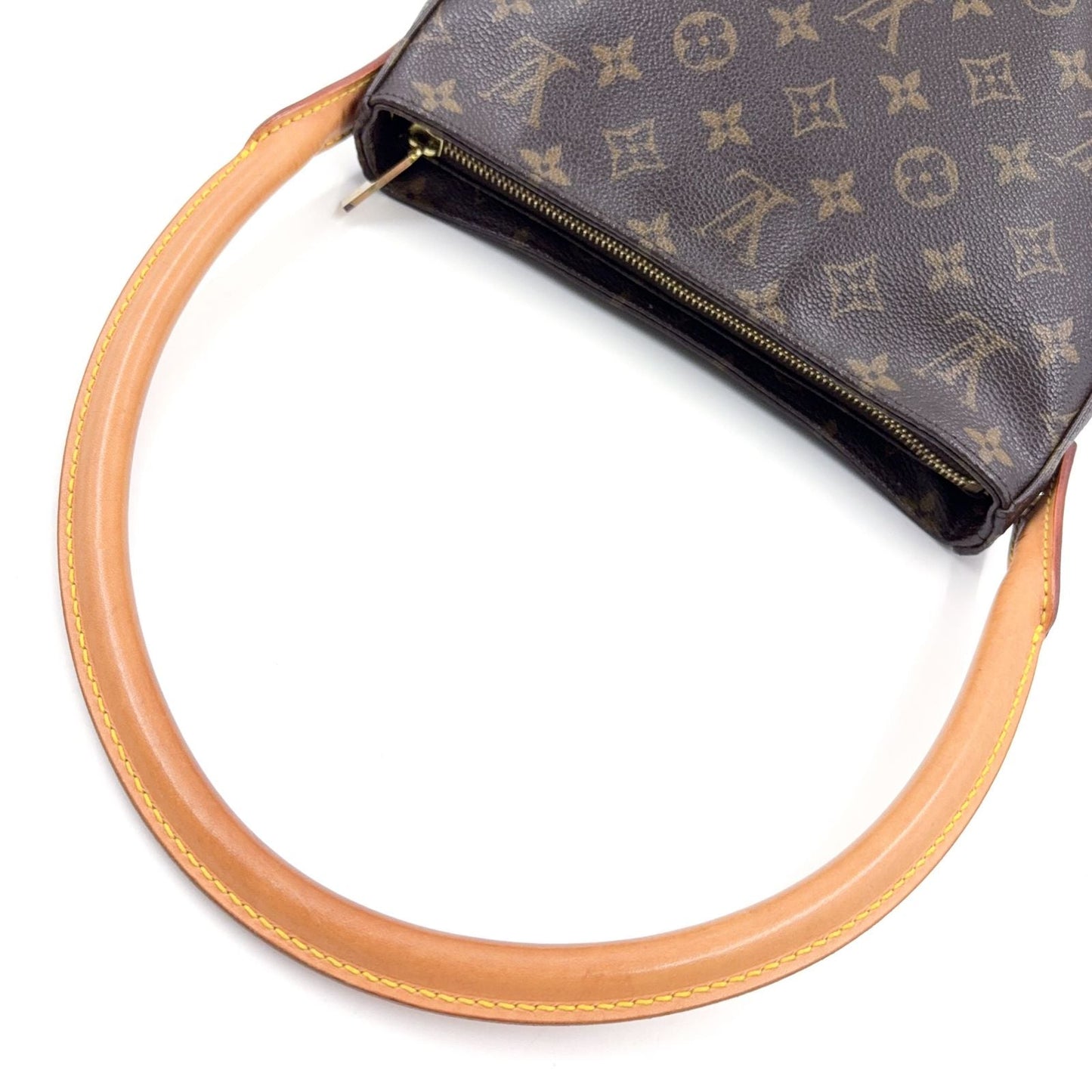 Louis Vuitton Looping MM Monogram Leather Brown Handbag Gold