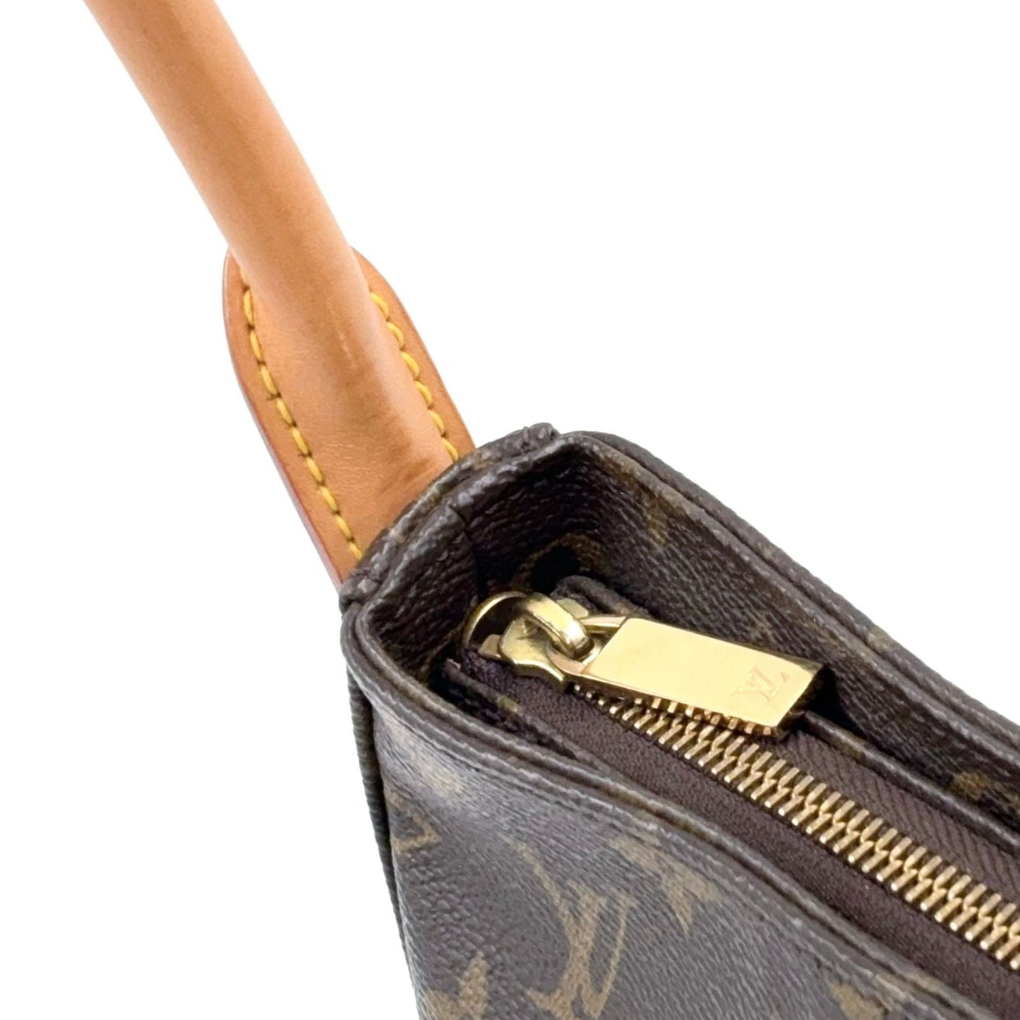 Louis Vuitton Looping MM Monogram Leather Brown Handbag Gold