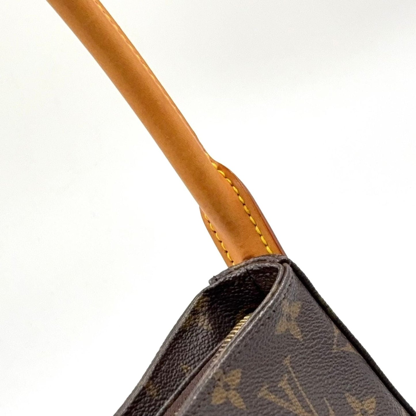 Louis Vuitton Looping MM Monogram Leather Brown Handbag Gold