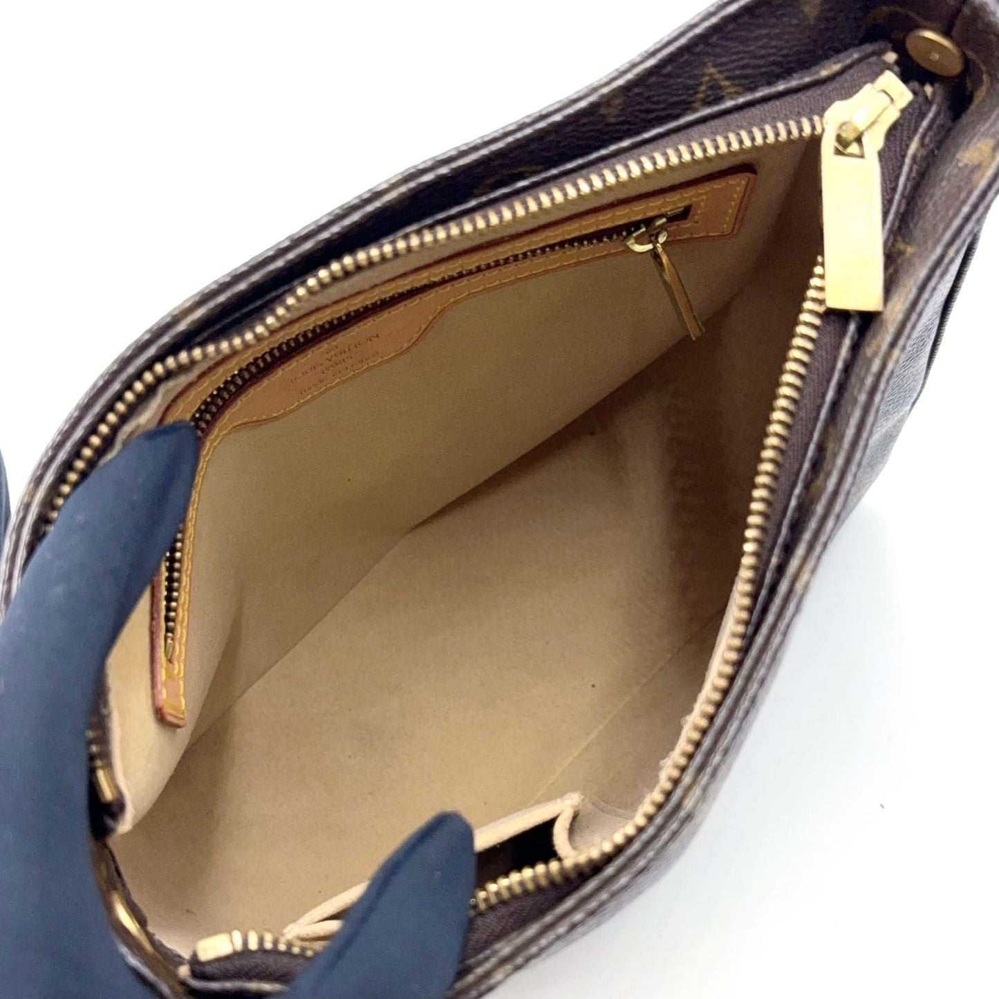 Louis Vuitton Looping MM Monogram Leather Brown Handbag Gold