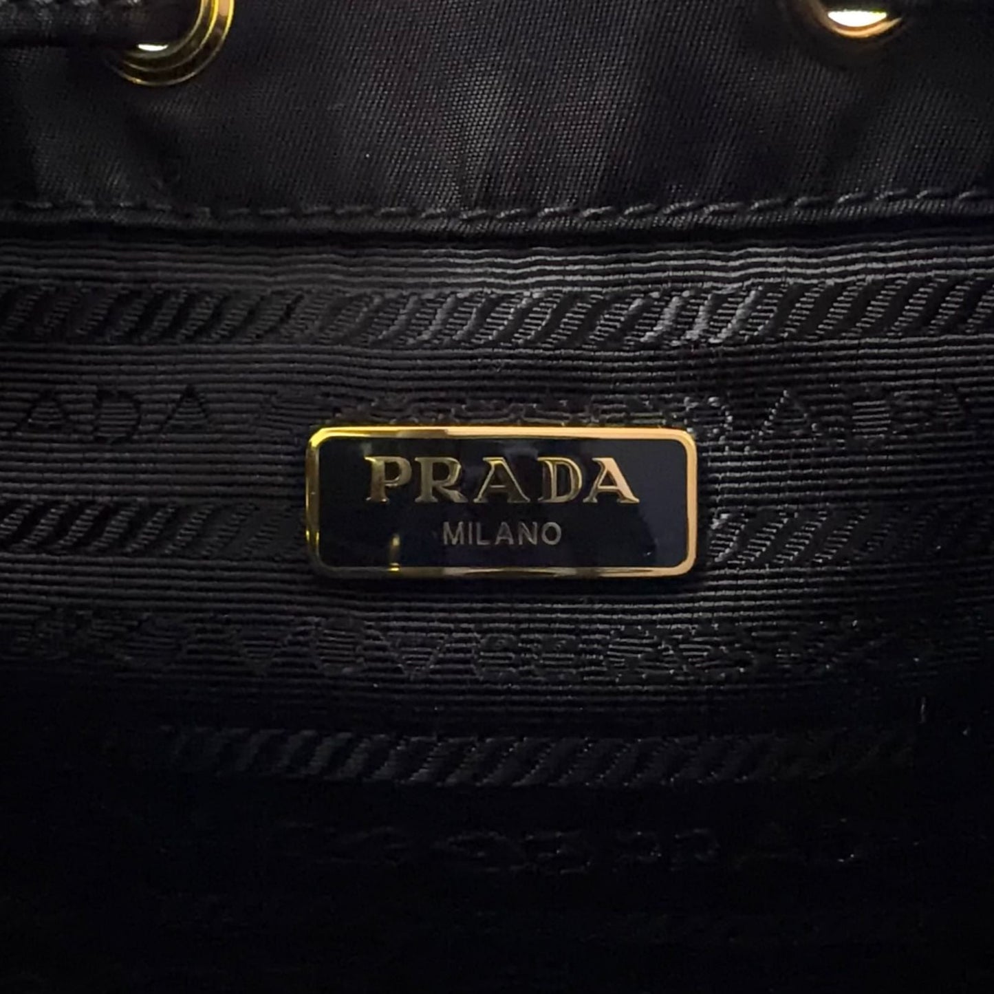 Prada Bucket 2-Way Nylon Black Handbag Gold
