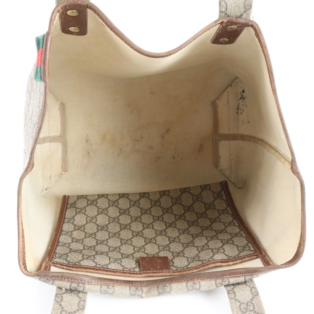 Gucci GG Supreme Leather Tote Shoulder Business Brown