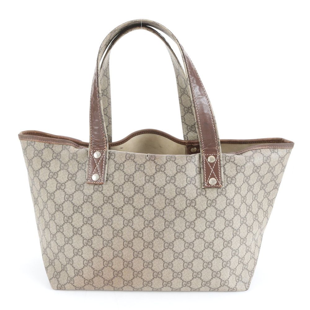 Gucci GG Supreme Leather Tote Shoulder Business Brown