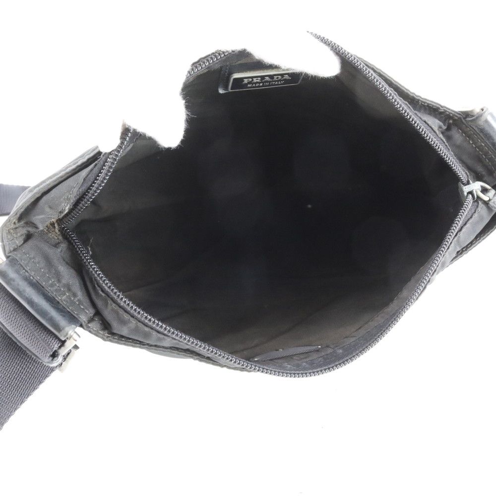 Prada Tessuto Nylon Triangle Logo Leather Shoulder Bag Crossbody Messenger Black