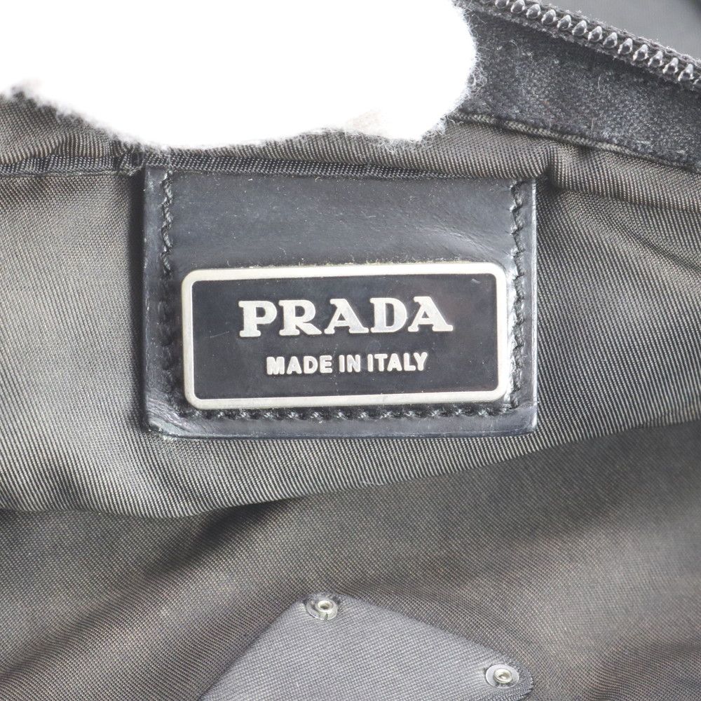 Prada Tessuto Nylon Triangle Logo Leather Shoulder Bag Crossbody Messenger Black