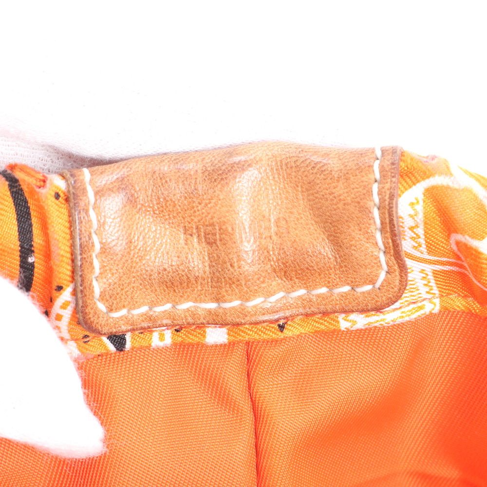 Hermes Ruby 25 Silk 100% Pouch Orange Drawstring Handbag Tote Mbm