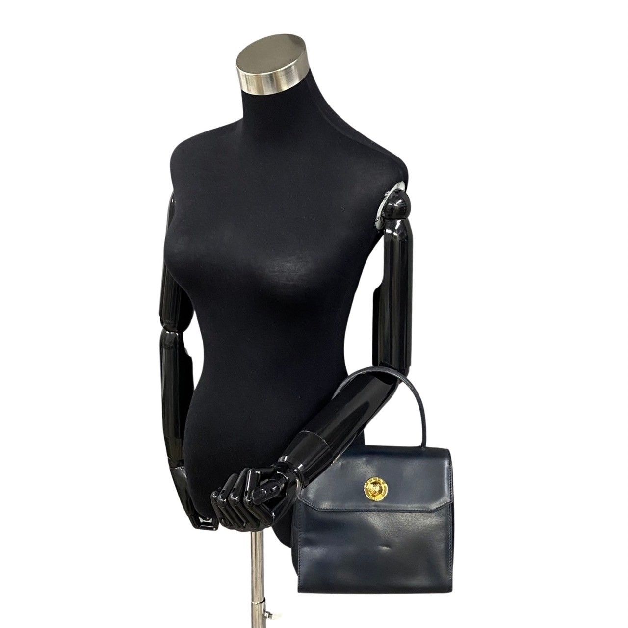 Celine Vintage Star Ball Logo Leather 2-Way Mini Shoulder Bag Black Red
