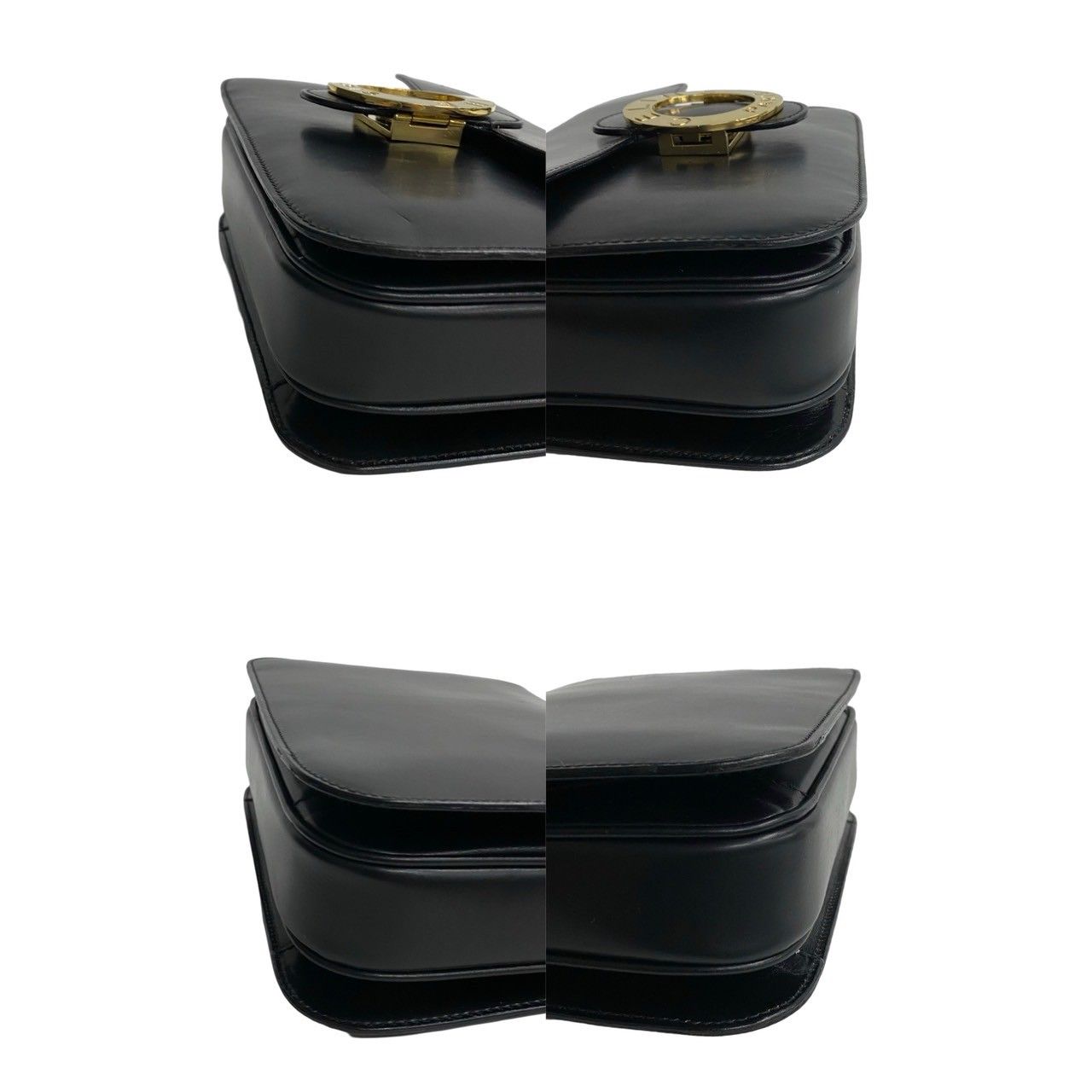 Celine Vintage Circle Logo Leather Mini Shoulder Bag Pochette Black