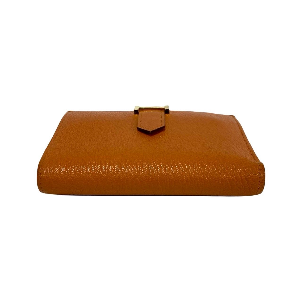 Hermes Bearn Compact Chevre Leather Bifold Wallet Mini Orange