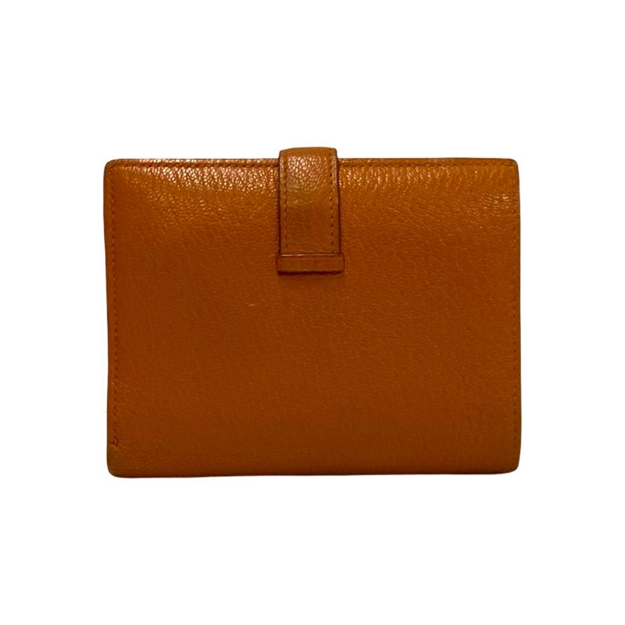 Hermes Bearn Compact Chevre Leather Bifold Wallet Mini Orange