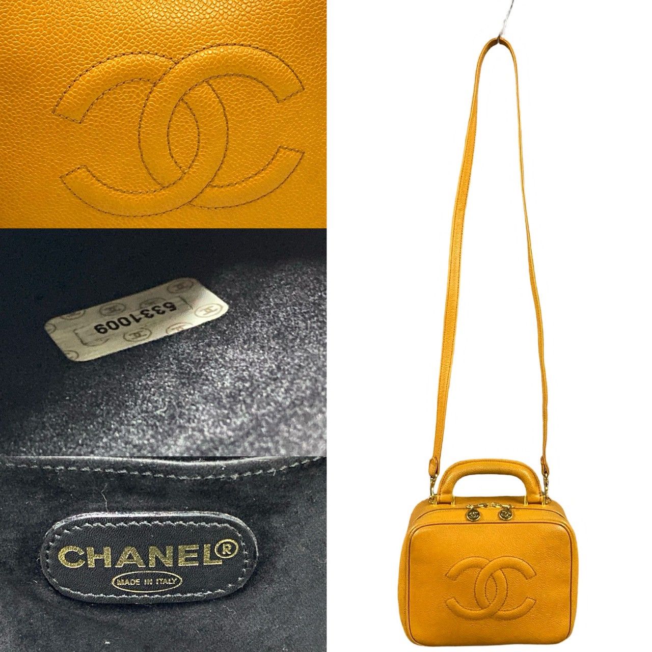 Chanel Card with No 5 Coco Caviar Leather 2-Way Makeup Box Shoulder Bag