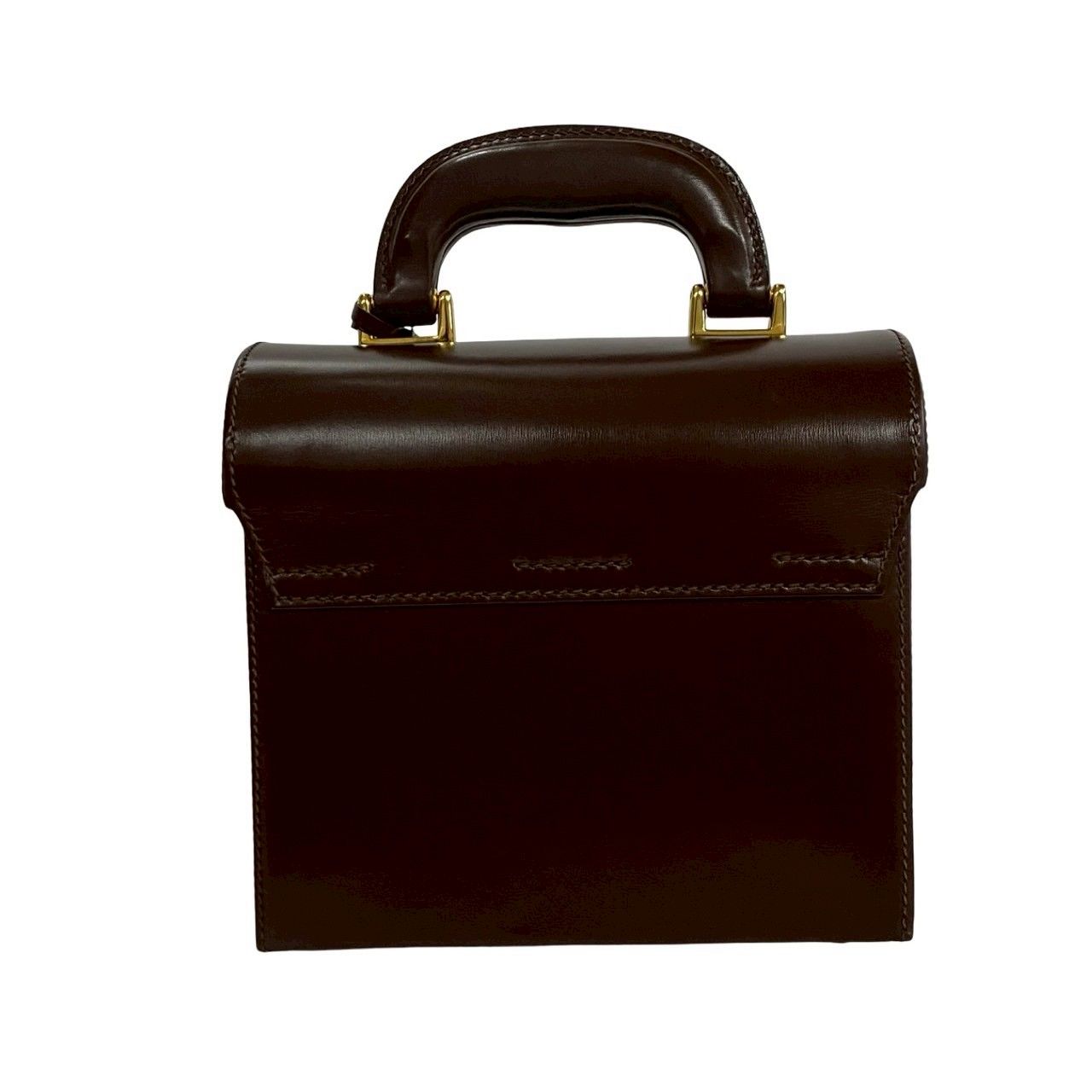 Gucci Vintage Ladylock Leather Handbag Mini Tote Brown