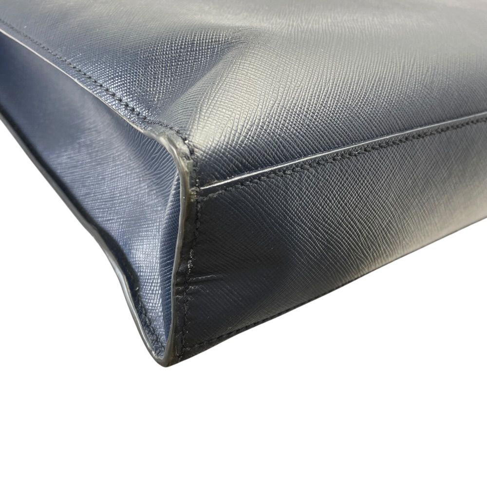 Prada Business Tote Triangle Logo Saffiano Leather Navy Capacity Easy to Use