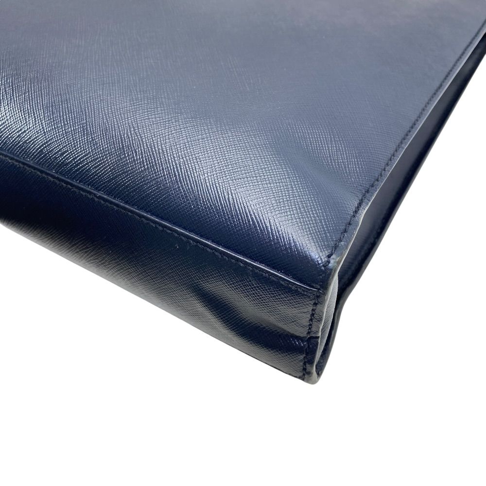 Prada Business Tote Triangle Logo Saffiano Leather Navy Capacity Easy to Use